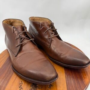 Johnston & Murphy Copeland Chukka Boots Mens 12 Brown Leather Sheepskin Lined